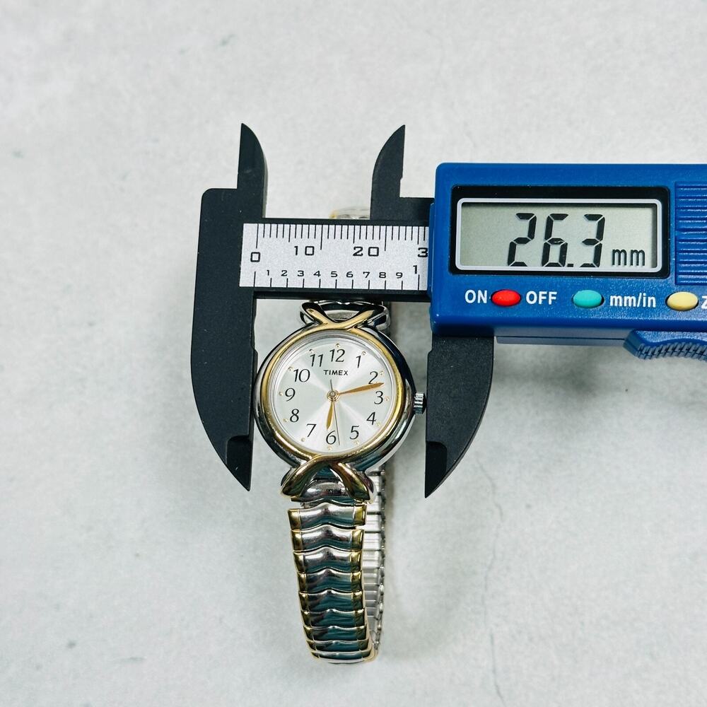 Timex Watch Womens 26mm Two Tone Expansion Quartz 30M WR 6" Classic New Battery - Picture 10 of 11